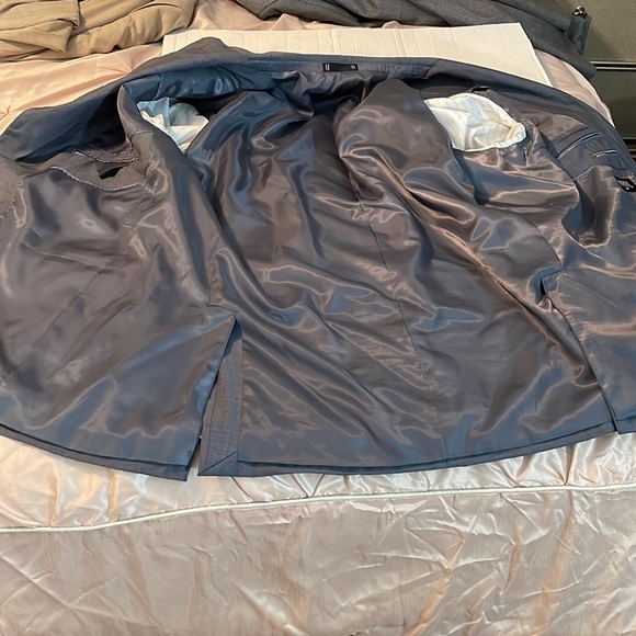 ♻️ Profilo Uomo Gray Men Suit Jacket Blazer Bronze Crescent Buttons size 52R/46W - Picture 9 of 16